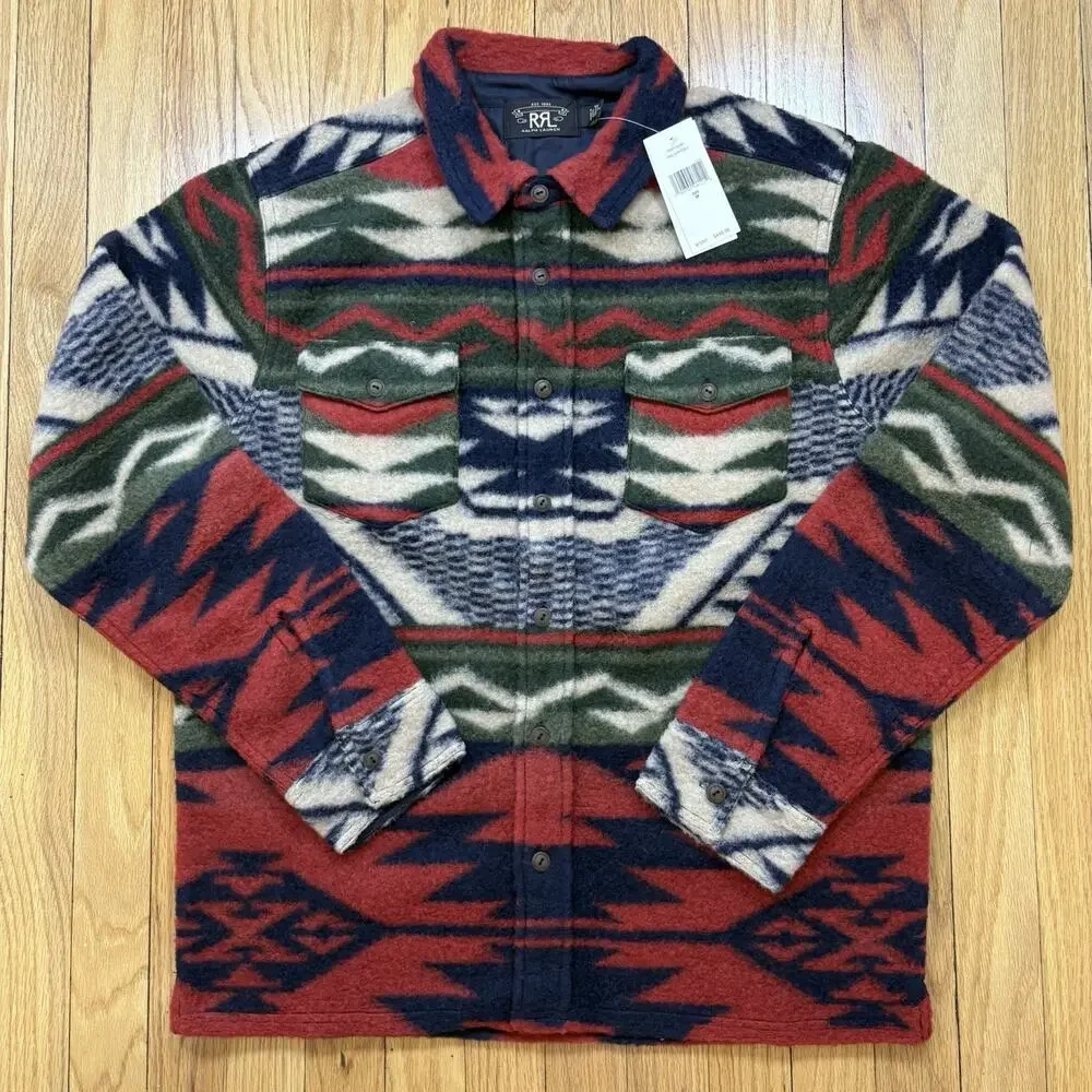 NWT Double RL RRL Ralph Lauren Wool Fleece Aztec Southwestern Shirt Jacket Sz M